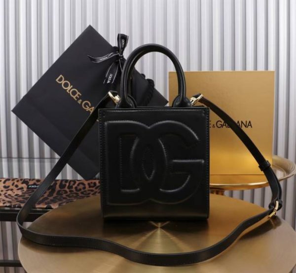 Dg Daily Mini Leather Tote Bag black