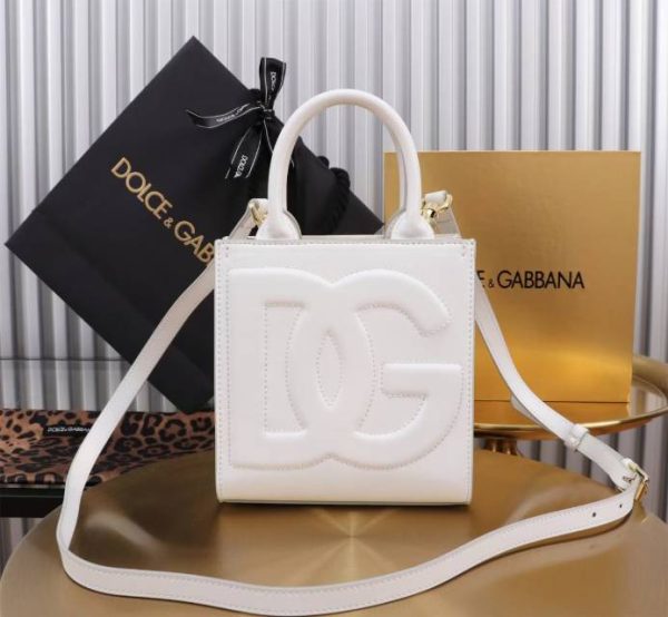 Dg Daily Mini Leather Tote Bag white