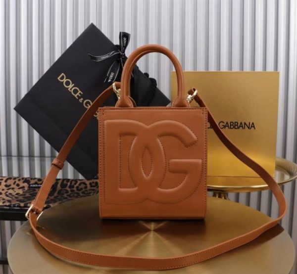 Dg Daily Mini Leather Tote Bag brown