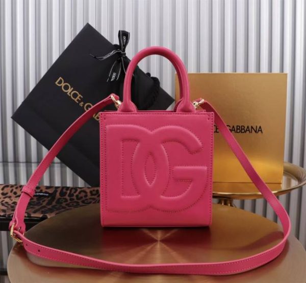 Dg Daily Mini Leather Tote Bag pink