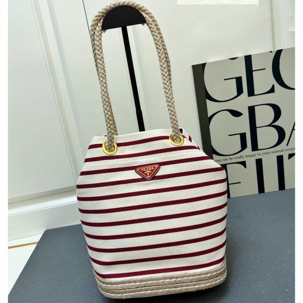 Prada Mariner small striped fabric bucket bag