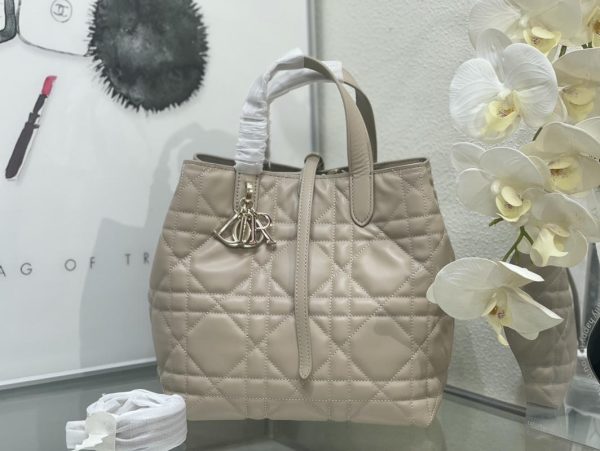 Medium Dior Toujours Vertical Tote Bag- Beige