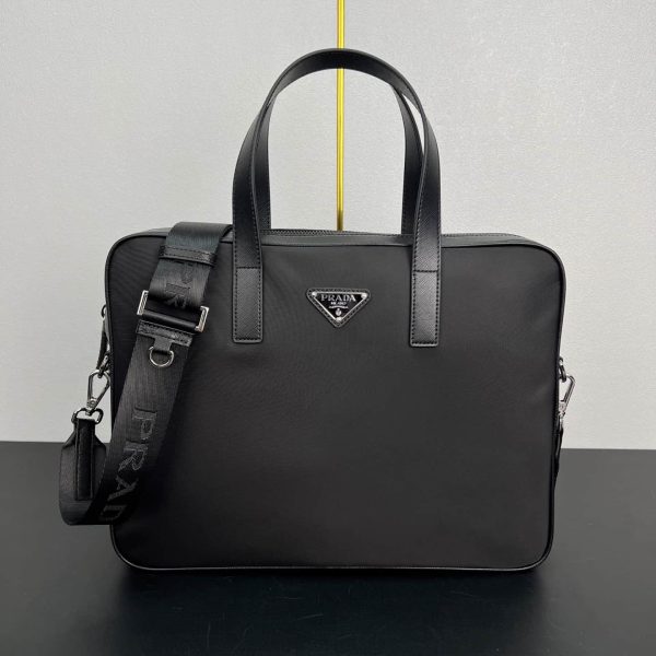 Re-Nylon and Saffiano leather briefcase 2VE368